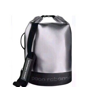 Paco Rabanne Invictus Dry Bag Metallic Silver Weekender Duffel Large Tote NWOT